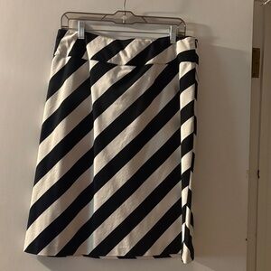 East 5th Black and Cream Diagonal Striped A-Line Skirt